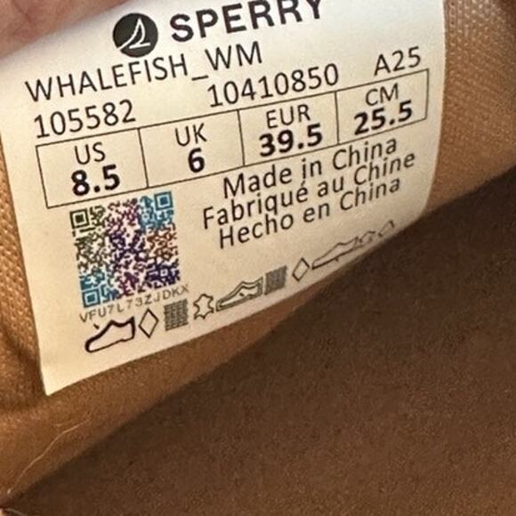 SPERRY‎ Whalefish Memory Foam Comfort Boat Shoes Tan Leather 8.5M NWT No Box - Picture 6 of 6